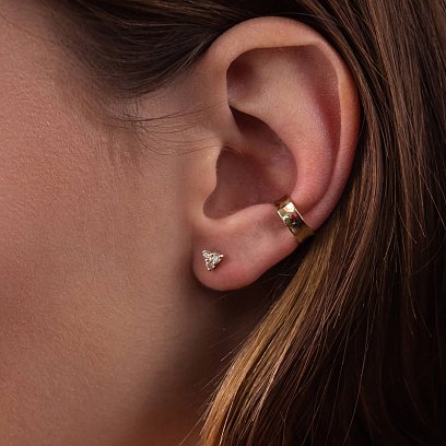 Золотые серьги - пусеты "Треугольники" с фианитами с07700 №12