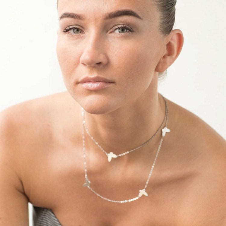 Серебряное колье с бабочками 18651 от ювелирного магазина Оникс - 6