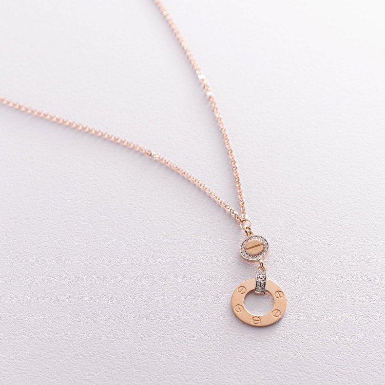 Колье в красном золоте с фианитами кол01792 от ювелирного магазина Оникс