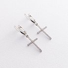 Срібні сережки "Хрестики" з фіанітами 123042 от ювелирного магазина Оникс - 2
