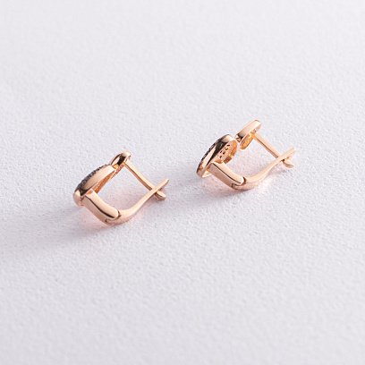 Золотые серьги с черными фианитами с04984 №3