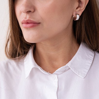 Золоті сережки-кільця без каменів с02964 №3