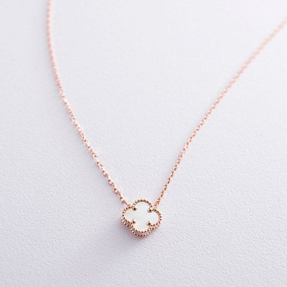 Колье из красного золота "Клевер" (перламутр) кол01664