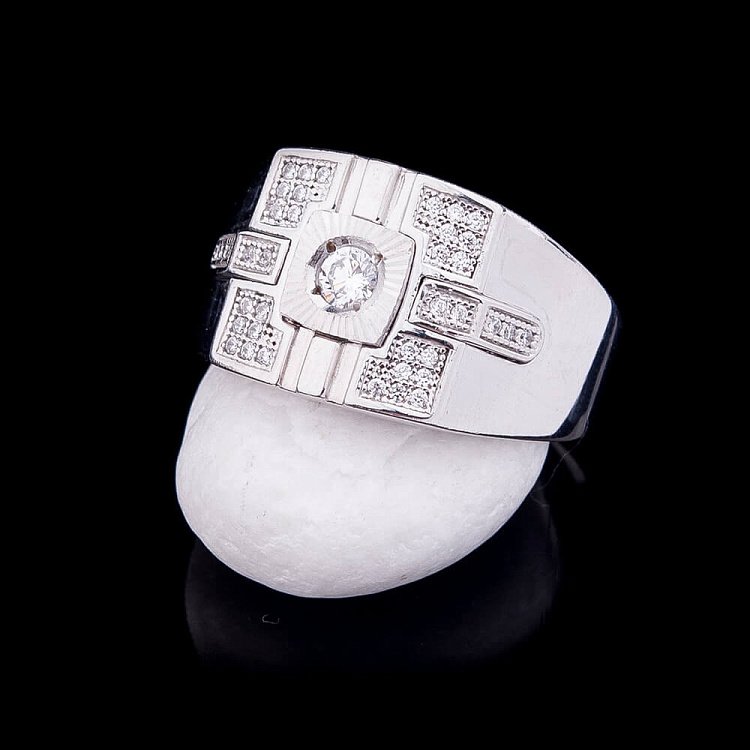 Кольцо (фианиты,родий) 111398 от ювелирного магазина Оникс