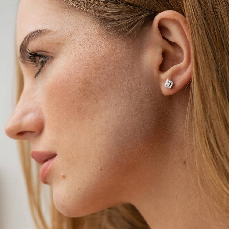 Золотые серьги - пусеты 2 в 1 с бриллиантами 332011121 от ювелирного магазина Оникс - 1