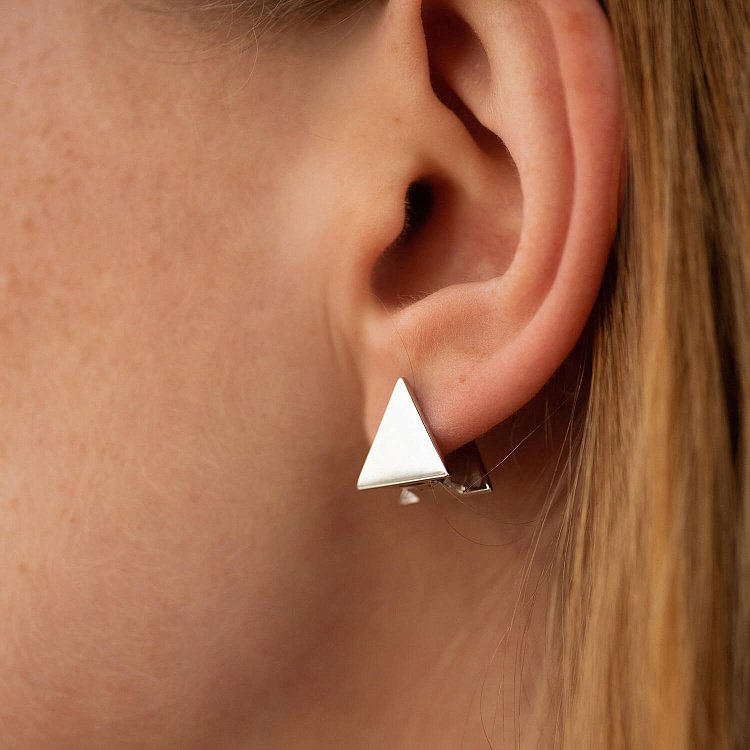 Серьги "Треугольники" (белое золото) с07013 от ювелирного магазина Оникс - 3