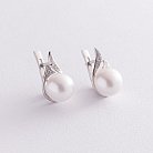 Срібні сережки з перлами і фіанітами 2466/1р-PWT от ювелирного магазина Оникс