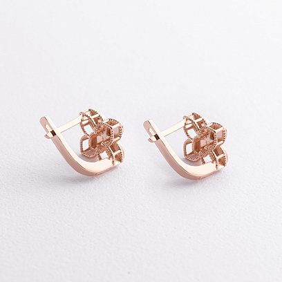 Сережки "Конюшина" в червоному золоті с09622 №2