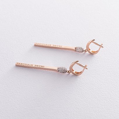 Золотые серьги "Спички" (фианит) с06275 №3