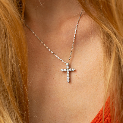 Кольє "Хрестик" у сріблі з фіанітами 1305 №8