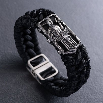 Серебряный браслет "Украинский козак" (эбеновое дерево) 1247