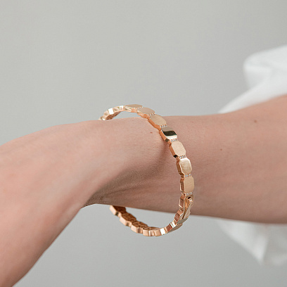 Жесткий браслет "Claudia" в желтом золоте (фианиты) б05546 №2