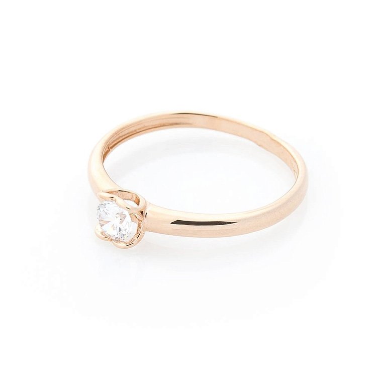 Золотое помолвочное кольцо с фианитом к04923 от ювелирного магазина Оникс - 2