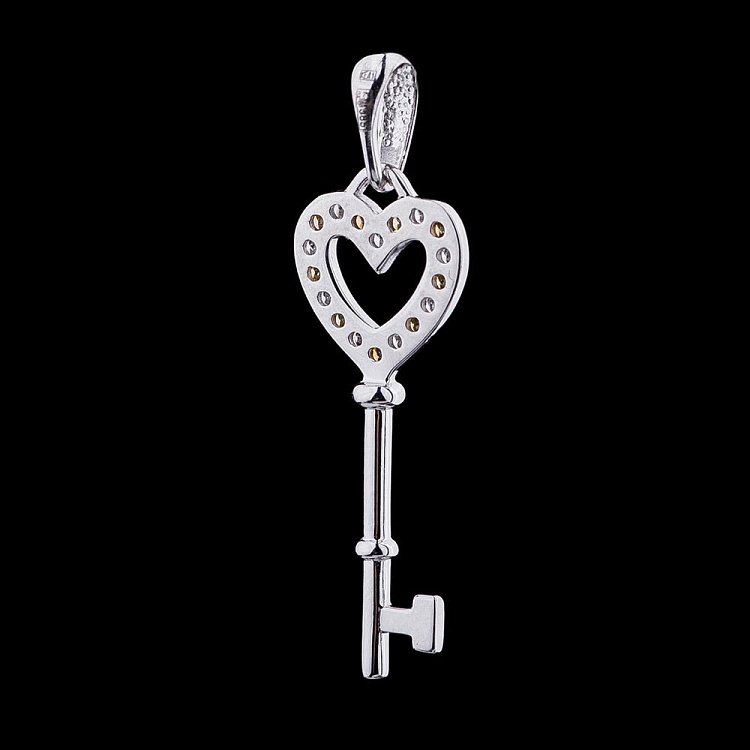 Золотая подвеска "Ключик" с бриллиантом п0344б от ювелирного магазина Оникс - 2