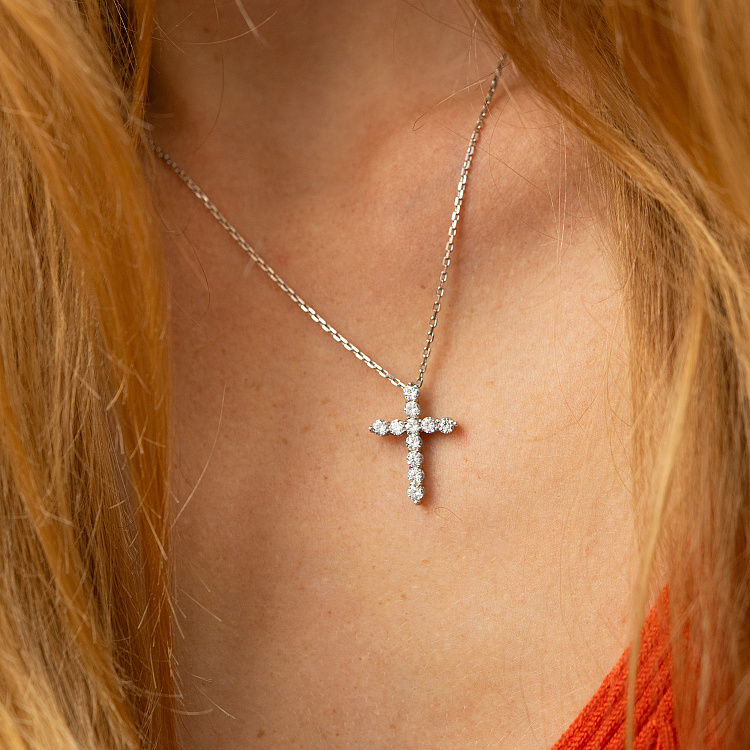 Кольє "Хрестик" у сріблі з фіанітами 1305 від ювелірного магазину Онікс - 7