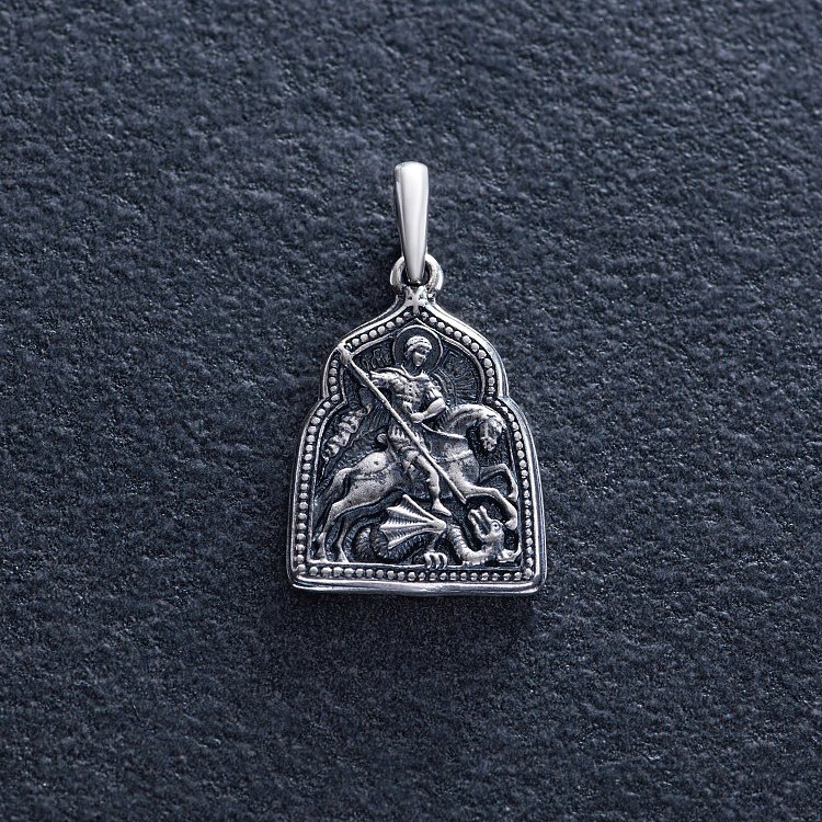 Серебряная ладанка "Георгий Победоносец" 131717 от ювелирного магазина Оникс