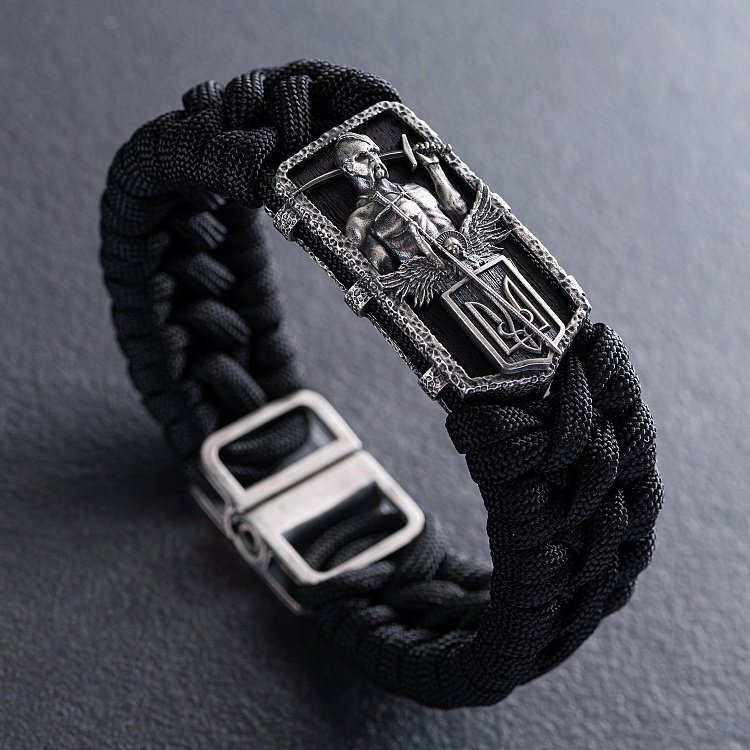 Серебряный браслет "Украинский козак" (эбеновое дерево) 1247 от ювелирного магазина Оникс