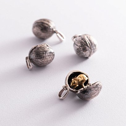 Срібна підвіска "Купідон в горішку" ручної роботи 133142 №7