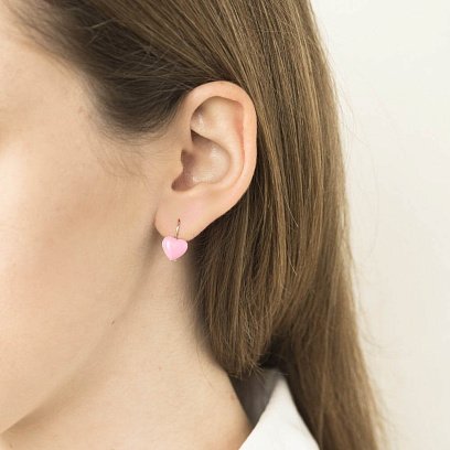 Дитячі срібні сережки "Сердечка" (емаль) 122223 №2