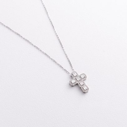 Золотое колье "Крестик" с бриллиантами 745371121 №2