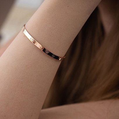 Жорсткий браслет "Love" із червоного золота б05177 №7