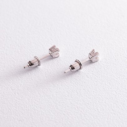 Серебряные серьги - пусеты с фианитами (4мм) 12322 №3