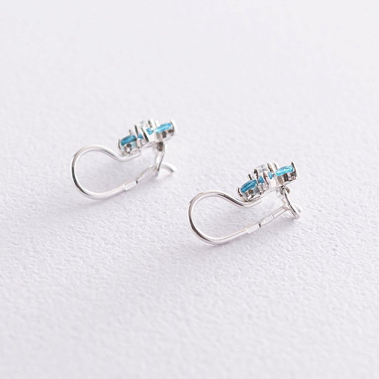 Серебряные серьги "Цветочки" 12671 от ювелирного магазина Оникс - 2