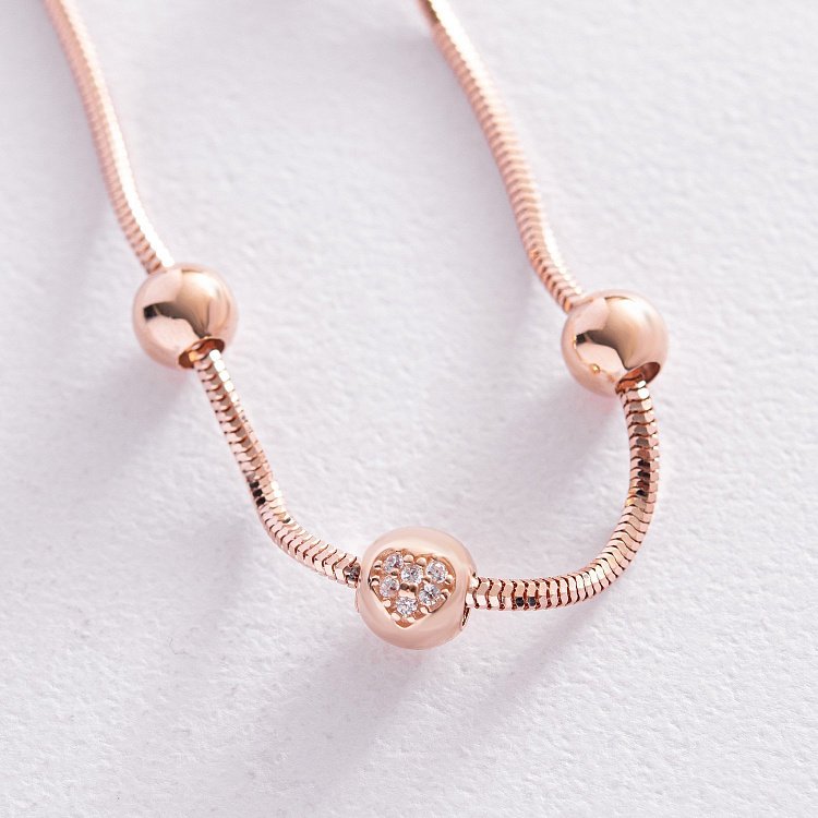 Браслет "Шарики" в красном золоте (фианиты) б05072 от ювелирного магазина Оникс - 5