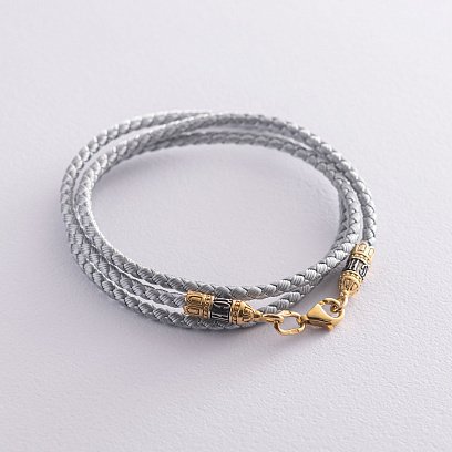 Шовковий шнурок зі срібною застібкою 18746