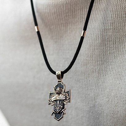 Золотий хрест "Український козак. Слава Україні. На звороті - Спаси і Збережи" п03884 №4