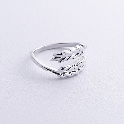 Кольцо "Колоски пшеницы" в белом золоте к08027 №5