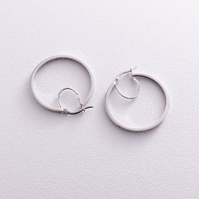 Золотые серьги - кольца с фианитами с05639 №3