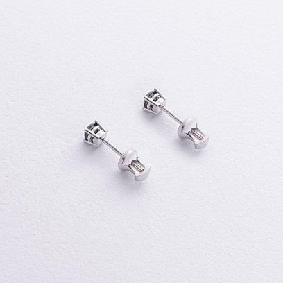 Сережки - пусети з чорними діамантами (біле золото) 336171122 №5