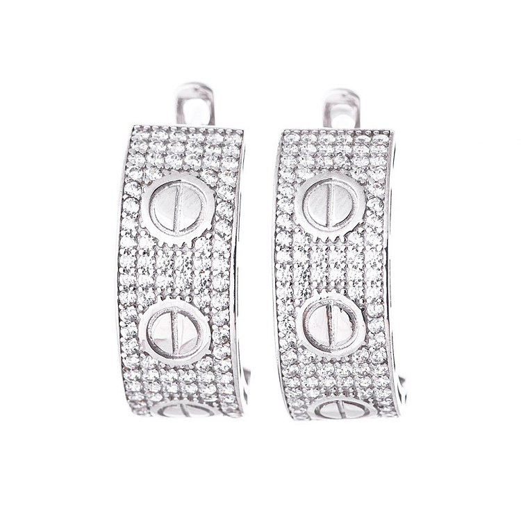 Золотые серьги с фианитами c04934 от ювелирного магазина Оникс - 1