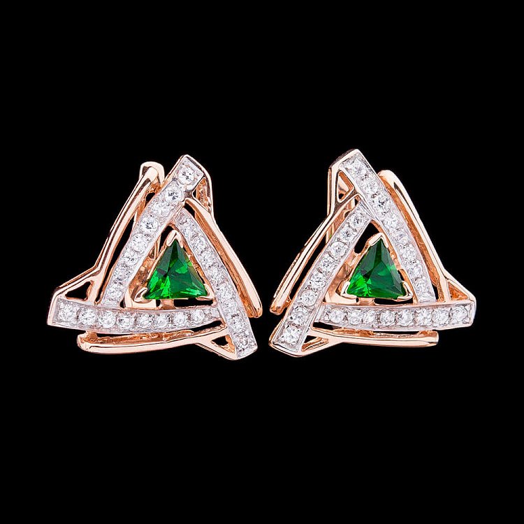 Золотые серьги с фианитами с919-7582 от ювелирного магазина Оникс - 2