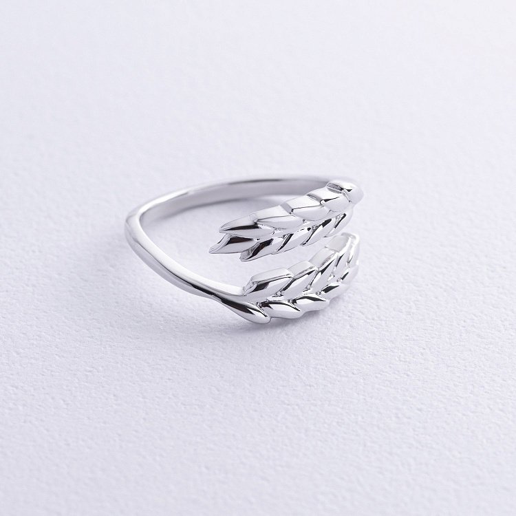 Кольцо "Колоски пшеницы" в белом золоте к08027 - 6 Кольцо "Колоски пшеницы" в белом золоте к08027 от ювелирного магазина Оникс - 6