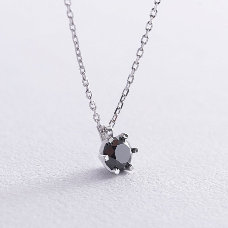 Кольє у білому золоті з чорним діамантом 736131122 від ювелірного магазину Онікс