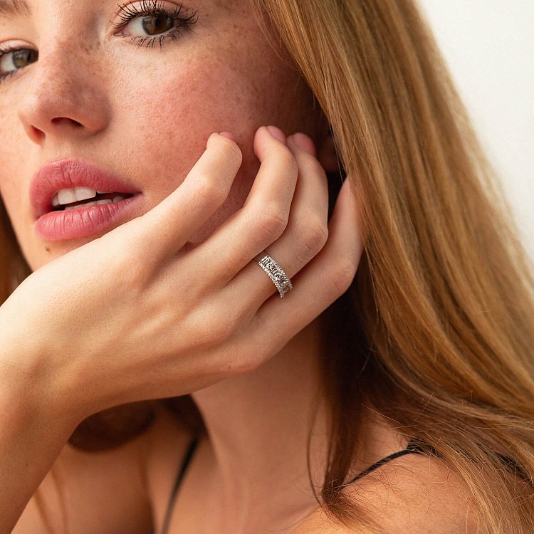 Каблучка у білому золоті з діамантами кб0429nl від ювелірного магазину Онікс - 1