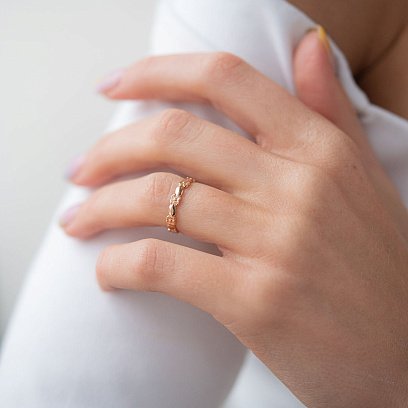 Каблучка "Вінок з квітів" в червоному золоті к06741 №2