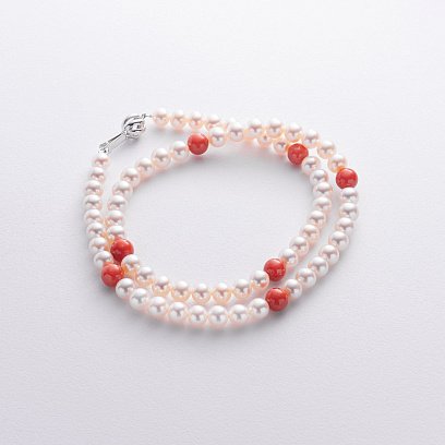 Намисто з перлів та коралу (золота застібка) бус015ж №5