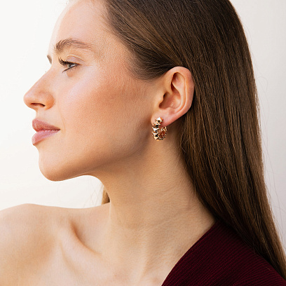 Серьги - кольца в красном золоте с09601 №5