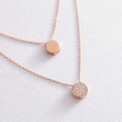 Подвійне золоте кольє "Чарівність" з фіанітами кол02115 №3