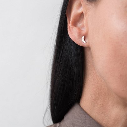 Серебряные серьги-пусеты "Луна" 122635 №5