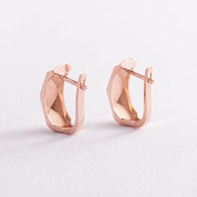 Сережки "Досконалість" у червоному золоті с07823 №4