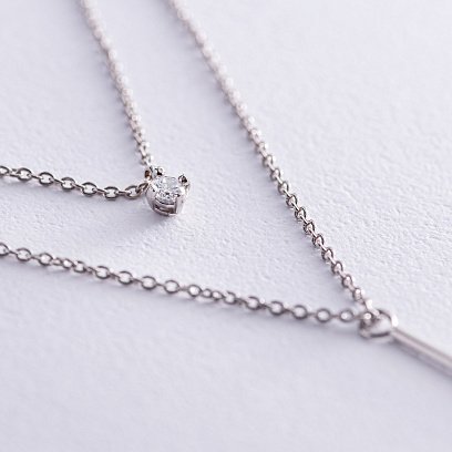 Подвійне срібне кольє "Хлоя" з фіанітом 1092 №3