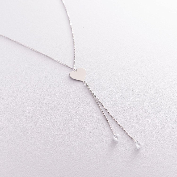 Кольє "Серце" в білому золоті (фіаніт) кол01678 від ювелірного магазину Онікс