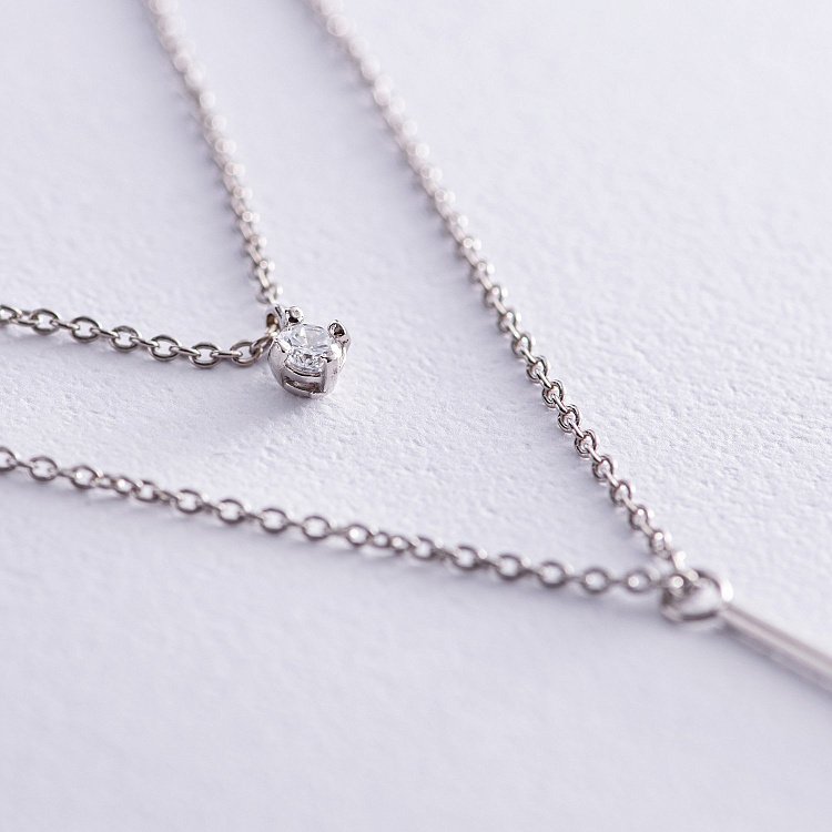 Подвійне срібне кольє "Хлоя" з фіанітом 1092 від ювелірного магазину Онікс - 2