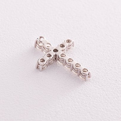 Крестик в белом золоте с бриллиантами пб0286nl №3