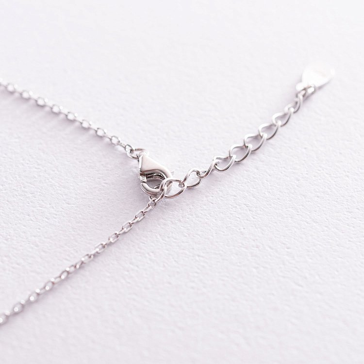 Срібне кольє "Сердечко" (емаль, фіаніти) 18647 від ювелірного магазину Онікс - 5