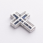 Крестик в белом золоте (бриллианты, сапфиры) пб0395ca от ювелирного магазина Оникс - 1